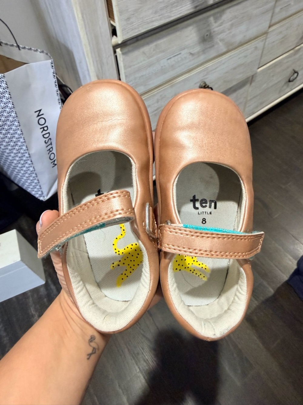 Little Ten Metallic Rose Gold Mary Jane Shoes for Girls
